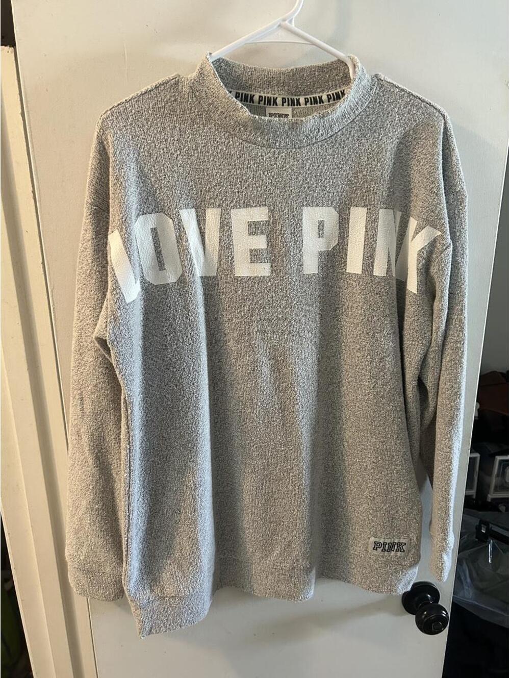 Victoria's Secret PINK gray oversized fuzzy sweater size M